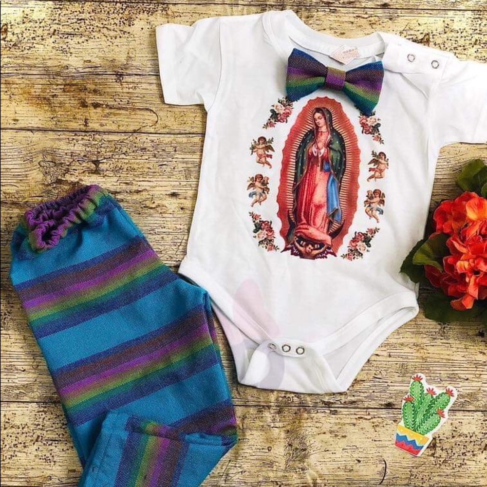 Our Lady of Guadalupe 2Pc Set Onesie Pants Babies